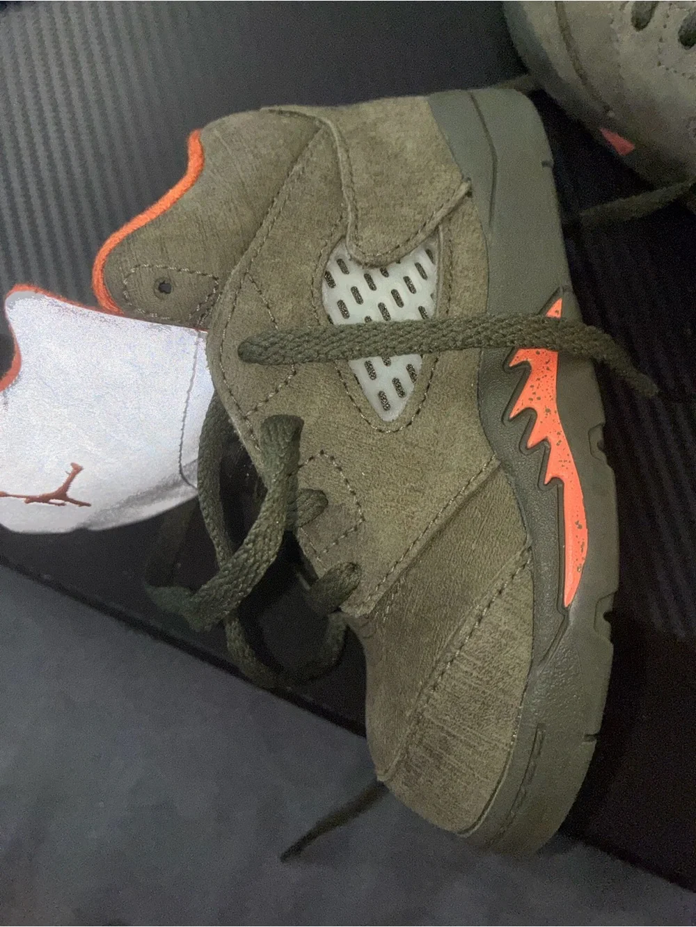 Nike Kids Olive Green and Orange High-Top Sneakers